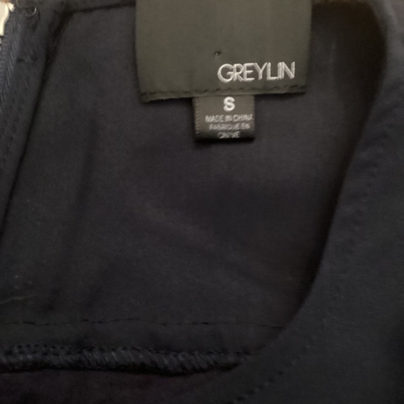 Anthropologie Greylin Navy Lace‎ Chiffon Sleeveless top SMALL Ostrich Feathers - Picture 10 of 10